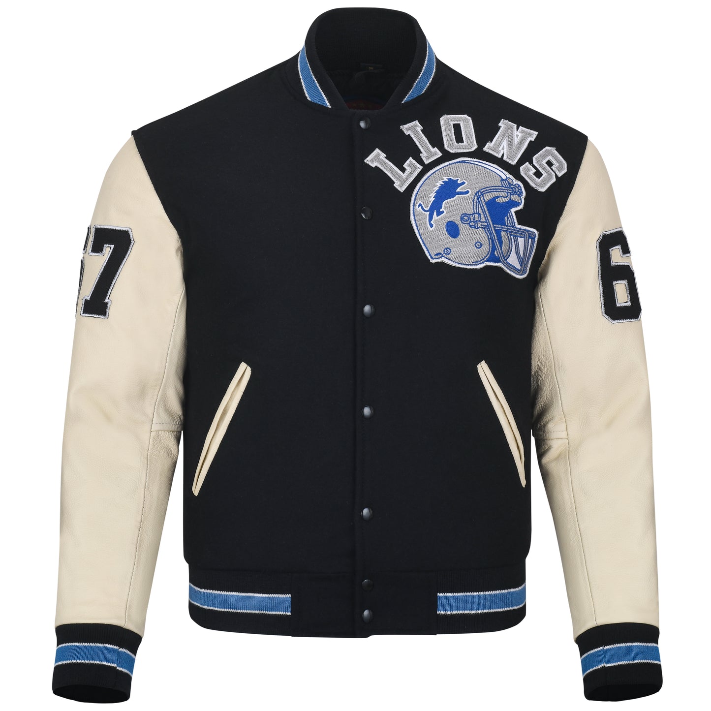 Biker Gear Pro Beverly Hills Hybrid Varsity Jacket University Letterman Bomber Jacket, Pure Wool & Original Cowhide Leather Jacket