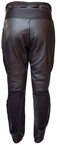 Biker Gear Pro Mens 9200 All Black Racing Motorcycle Motorbike Cowhide Leather CE Protection Trousers