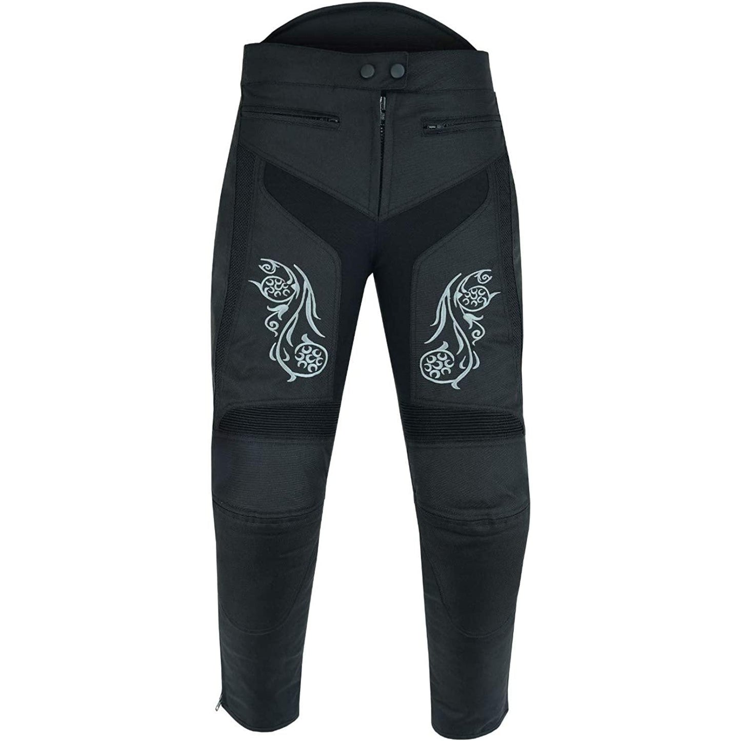 Biker Gear Pro Ladies Graphic Embroided Motorbike Trousers Waterproof | Windproof Biker Pants