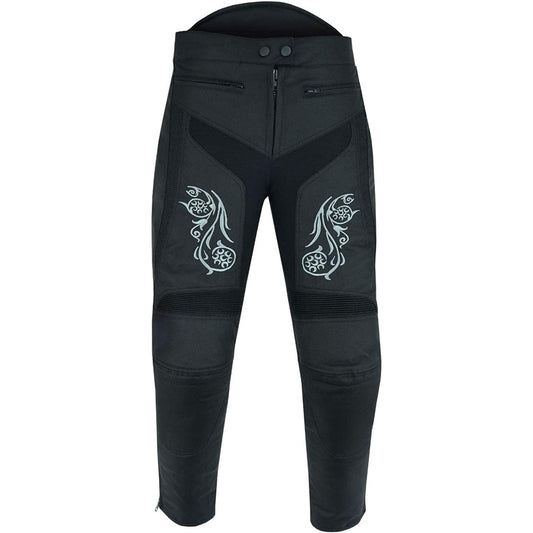 Biker Gear Pro Ladies Graphic Embroided Motorbike Trousers Waterproof | Windproof Biker Pants