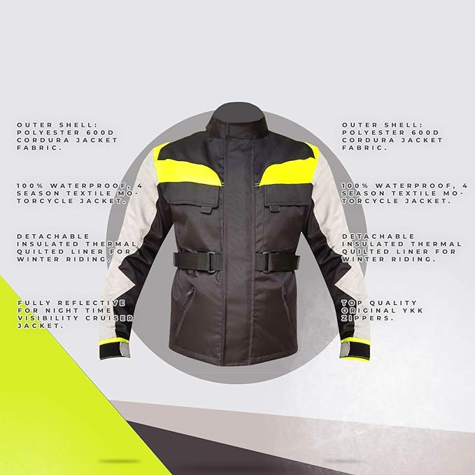 Biker Gear Pro Kids Motorcycle Jacket, Hi-Vis Textile Motorcycle Jacket for Boys, CE Armoured Boys Biker Jackets, Protective Gear Waterproof Jacket for Kids