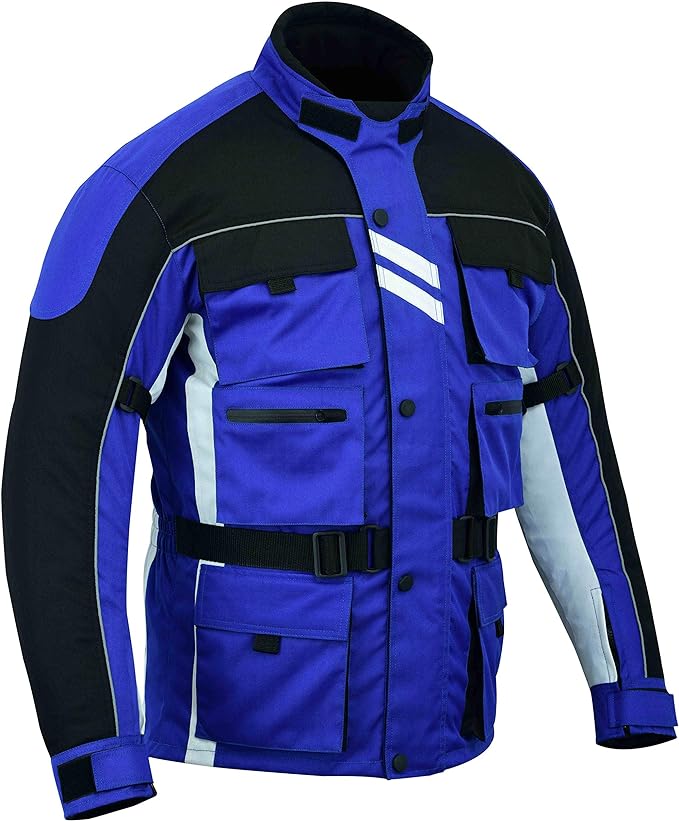 Biker Gear Pro 6 Pockets Mens Motorcycle Suit, Textile Racing Motorbike Suit with CE Armors