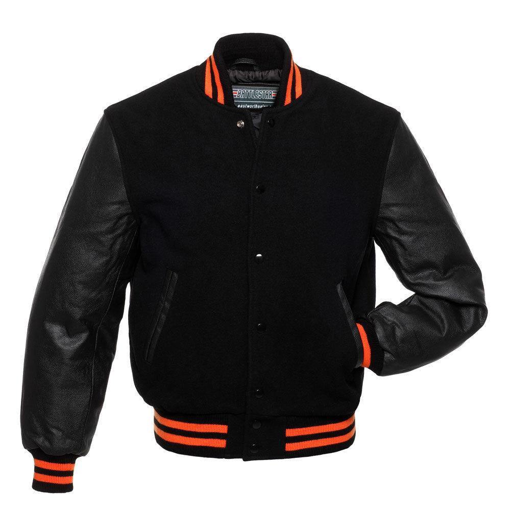 Black and discount orange letterman jacket