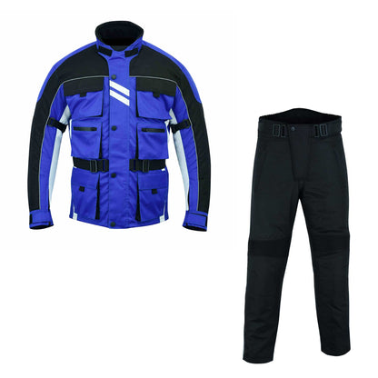 Biker Gear Pro 6 Pockets Mens Motorcycle Suit, Textile Racing Motorbike Suit with CE Armors