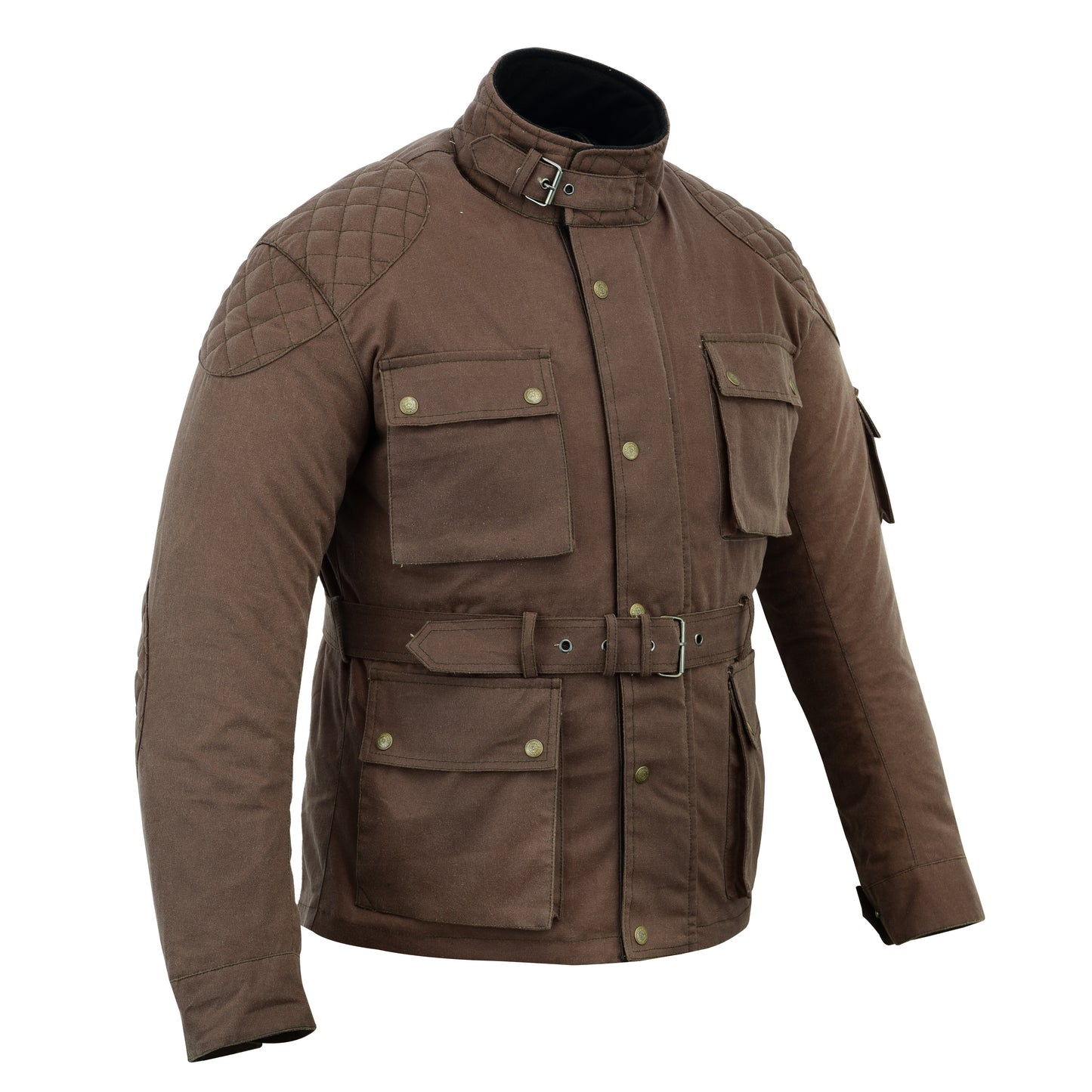 Biker Gear Pro Classic Men's Wax Cotton Waxed Motorcycle Jacket, Motorbike Top Waterproof - Brown