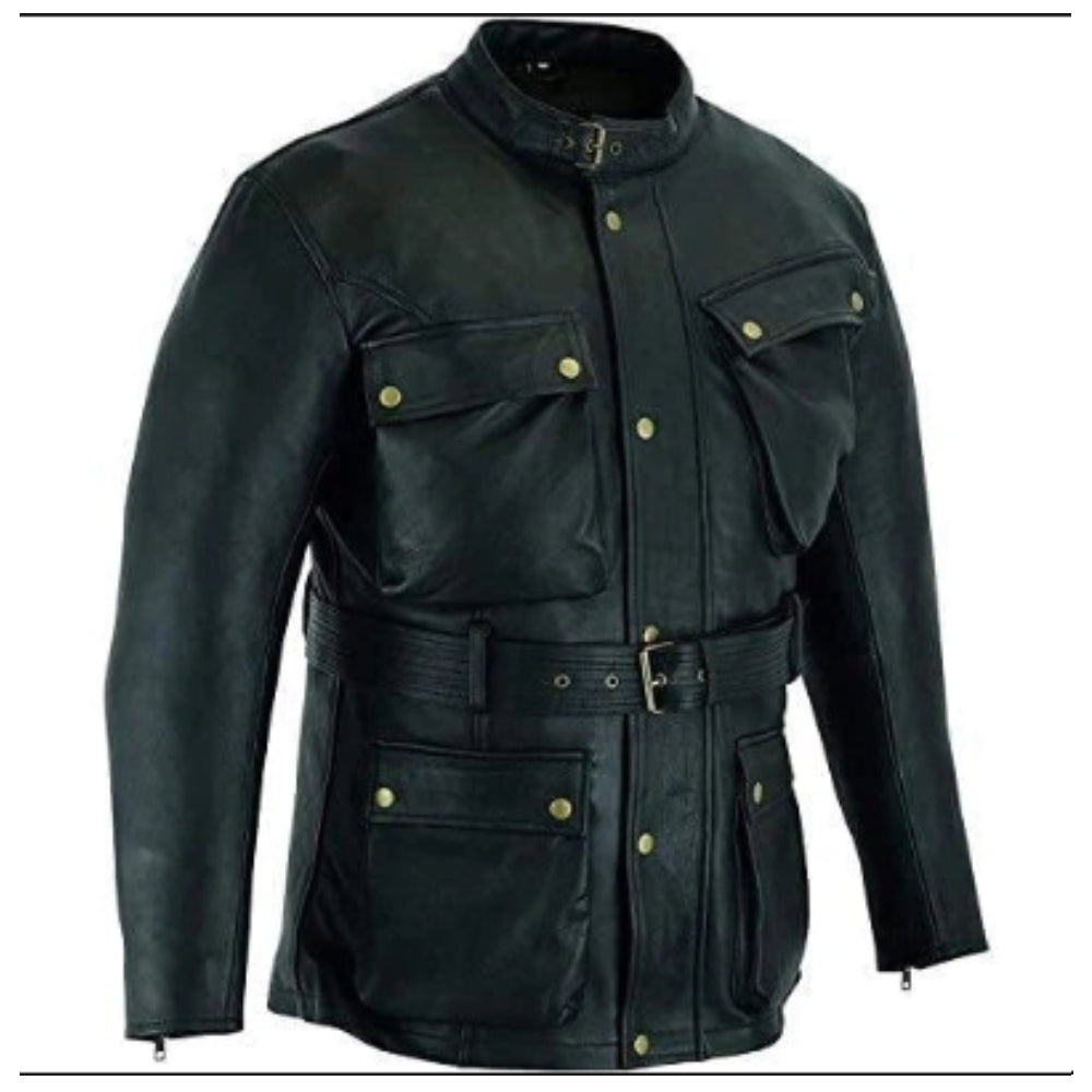 Biker Gear Pro Mens Motorcycle Jacket, Premium CE Armour Genuine Nappa Cowhide Leather Bikers Jacket For Riding Touring