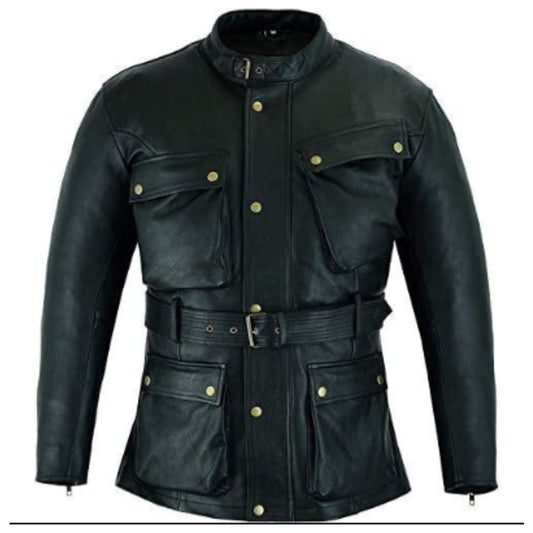 Biker Gear Pro Mens Motorcycle Jacket, Premium CE Armour Genuine Nappa Cowhide Leather Bikers Jacket For Riding Touring