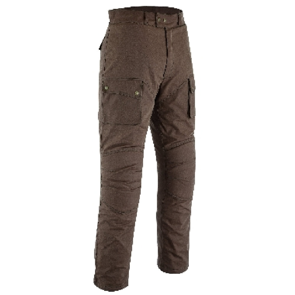 Biker Gear Pro Men's Motorcycle 12OZ Waxed Cotton Waterproof Breathable CE Armour Motorbike Trouser-Pant - Brown