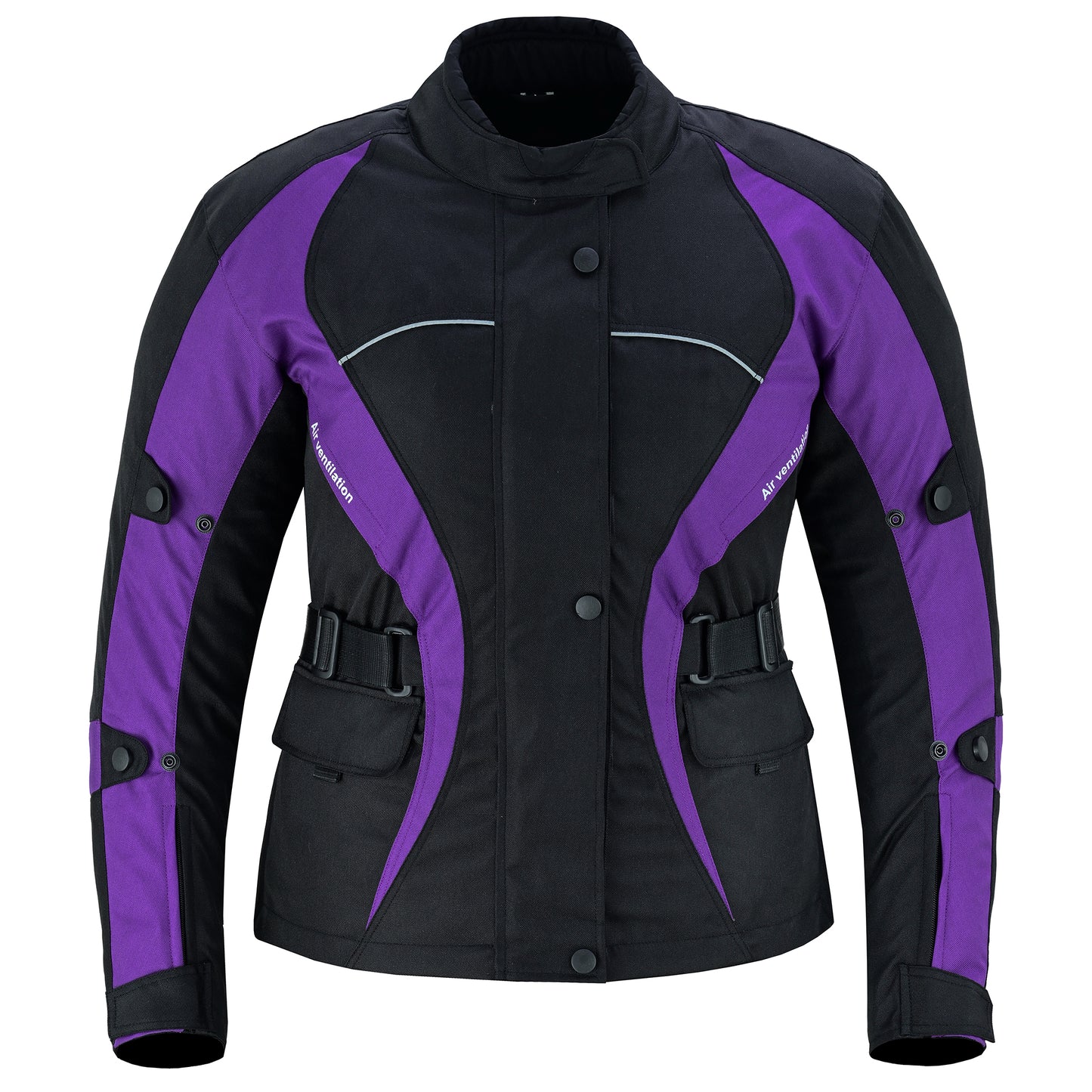 Biker Gear Pro New Ladies Motorcycle Textile 600D Cordura Waterproof Breathable Ventilation CE Armour Removable Lining Womens Motorbike Bikers Protection Jacket - Black & Purple