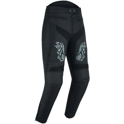 Biker Gear Pro Ladies Graphic Embroided Motorbike Trousers Waterproof | Windproof Biker Pants