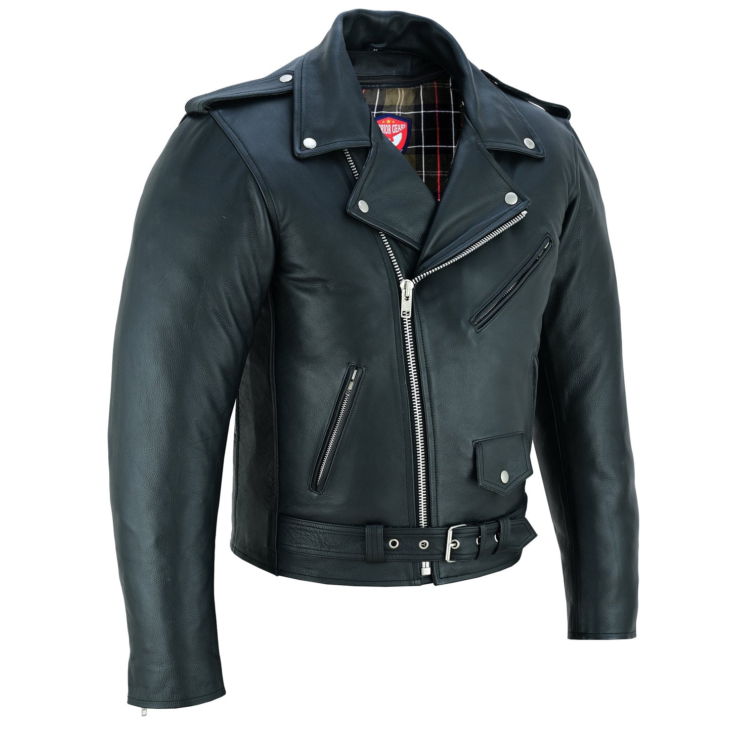 Biker Gear Pro Perfecto Marlo Brando Genuine Cowhide Leather CE Armour Removable Lining Motorcycle Jacket for Men Leather Bikers Protection Jacket