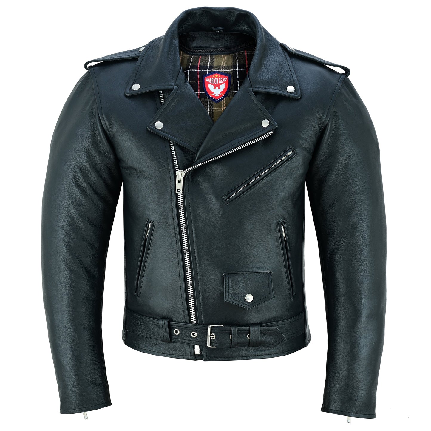 Biker Gear Pro Perfecto Marlo Brando Genuine Cowhide Leather CE Armour Removable Lining Motorcycle Jacket for Men Leather Bikers Protection Jacket