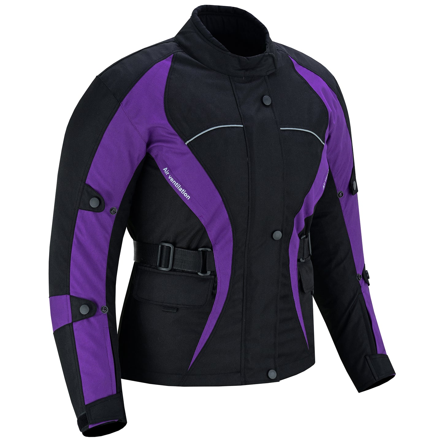 Biker Gear Pro New Ladies Motorcycle Textile 600D Cordura Waterproof Breathable Ventilation CE Armour Removable Lining Womens Motorbike Bikers Protection Jacket - Black & Purple